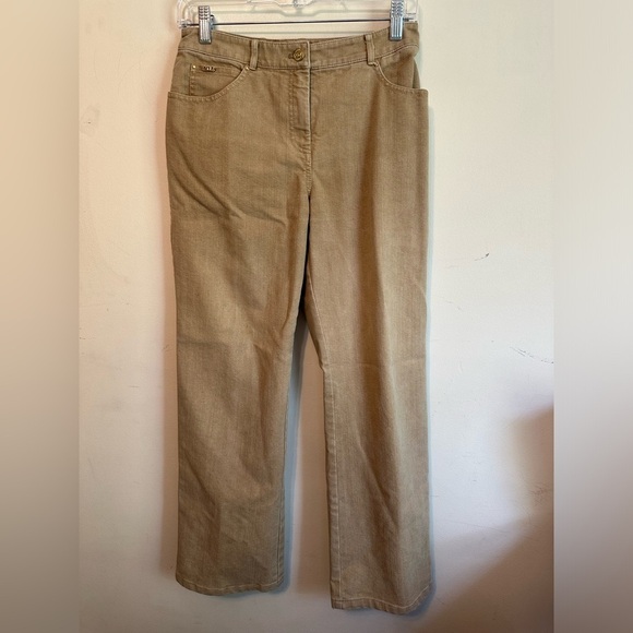 St. John Sport by Marie Gray Tan Mid Rise Straight Leg Pants Size 4 Classic - Picture 1 of 3